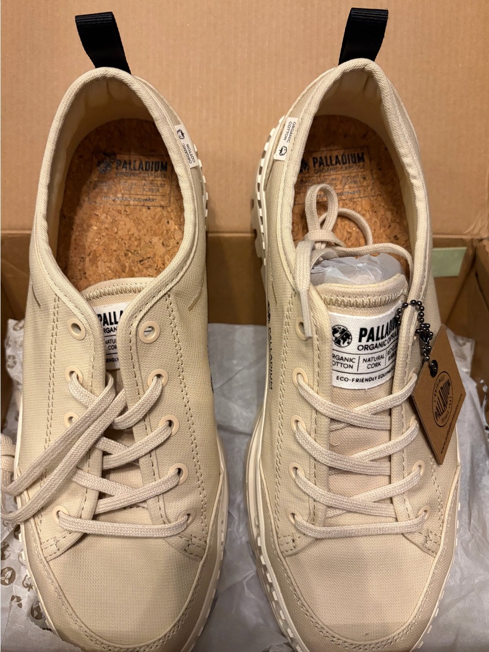 Palladium Pallashock Lo Org 2 (model 78569-210-M) in the "Sahara" colorway